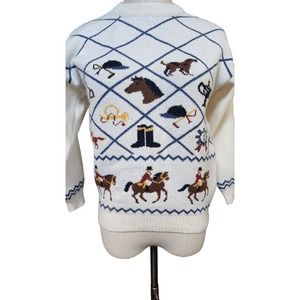 Country Cowgirl Acrylic Pullover Sweater Equestrian Rodeo Horses Small